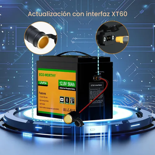 Miniatura 2 de ECO-WORTHY Batería de litio LiFePO4 de 12V 50Ah con interfaz XT60, Bluetooth 5.0, protección a baja temperatura, se conecta al inversor de energía