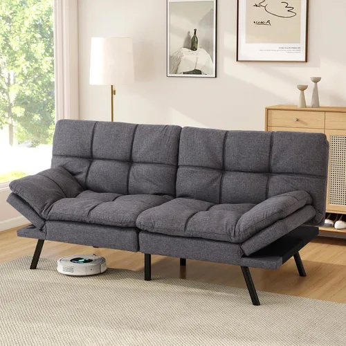 Miniatura 9 de Opoiar Sofá cama plegable de espuma viscoelástica convertible con reposabrazos y respaldos ajustables para espacios pequeños, oficina, estudio