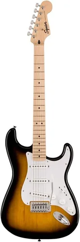 Miniatura 4 de Guitarra eléctrica Squire Sonic Stratocaster, Sunburst de 2 colores, diapasón de madera de arce, protector blanco
