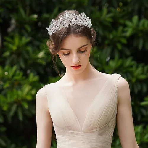 Miniatura 4 de Tiara de plata para boda, tiaras y coronas para mujer, tiara de reina de diamantes de imitación para mujer, corona de princesa, diadema