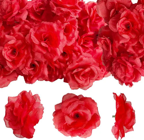 Miniatura 13 de 120 unidades de rosas artificiales de seda, cabeza de rosa falsa, cabezas de rosas para el día de San Valentín, bodas, centros de mesa, día