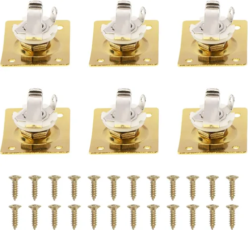 6 piezas Yootones Square Jack placa de salida de guitarra bajo Jack Socket compatible con piezas de guitarra eléctrica accesorios (dorado)