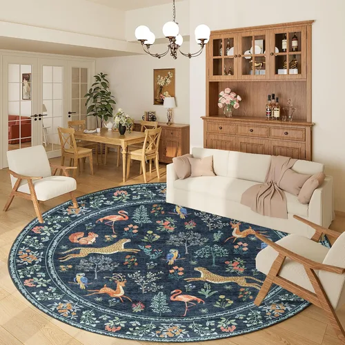 Miniatura 175 de DUKINO Alfombra de área de 6 x 9 pies, alfombra floral para sala de estar, ligera, antideslizante, lavable, alfombra de interior de pelo bajo
