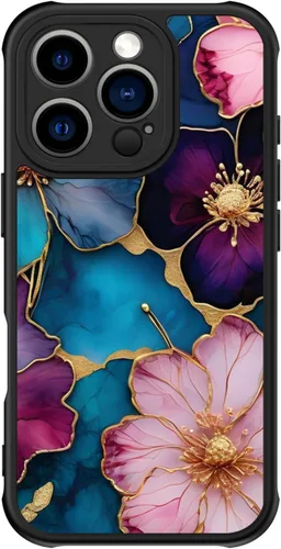 Miniatura 105 de FUNMIKO Funda para iPhone 16 Plus, carga inalámbrica y protección de grado militar, diseño floral moderno para mujeres y niñas, funda antideslizante