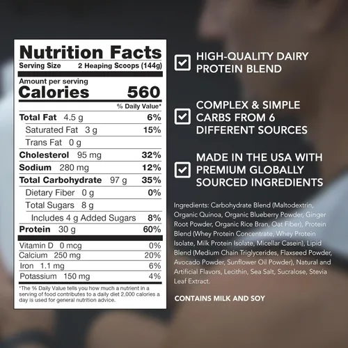 Miniatura 3 de RIVAL NUTRITION Clean Gainer I - Mezcla de bebida en polvo con alto contenido de proteínas, 1.06 onzas de proteína por porción