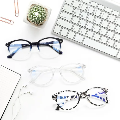 Miniatura 7 de Paquete de 5 lentes de lectura con bloqueo de luz azul, bisagras de resorte, redondas, de moda, para mujeres y hombres, antirreflejos, lectores
