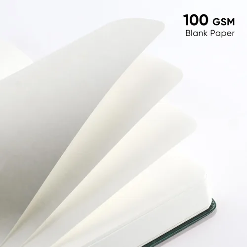 Miniatura 3 de Cuaderno de papel en blanco - 280 páginas A5 con papel en blanco de 100 g/m², papel grueso, tapa dura, cuero PU, 5.75" × 8.38" - Negro