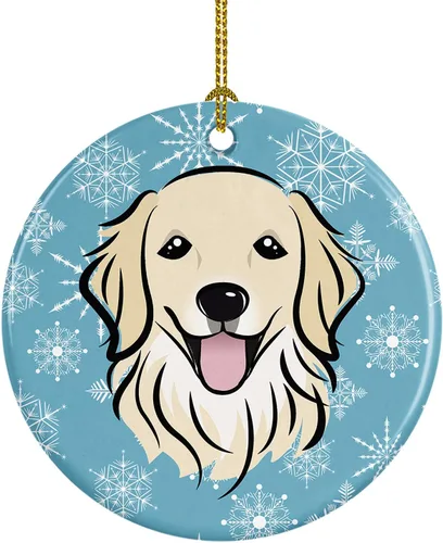 Miniatura 10 de Caroline's Treasures Adorno de cerámica con diseño de copo de nieve para colgar en el árbol de Navidad, para el hogar, Navidad, fiestas, regalo, 3