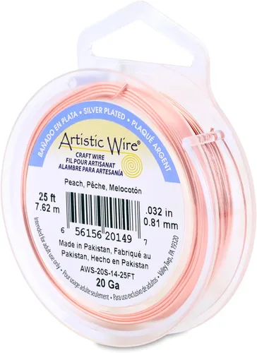 Miniatura 71 de Artistic Wire, alambre para manualidades de calibre 22 bañado en plata, resistente a las manchas, color cobre, blanco, 9,1 m
