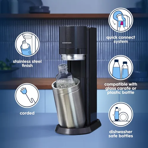 Miniatura 5 de SodaStream E-Duo - Máquina de agua con gas (negro) con 60 litros de CO2, 1 botella de carbonatación sin BPA y (1) botella de vidrio de 1 litro