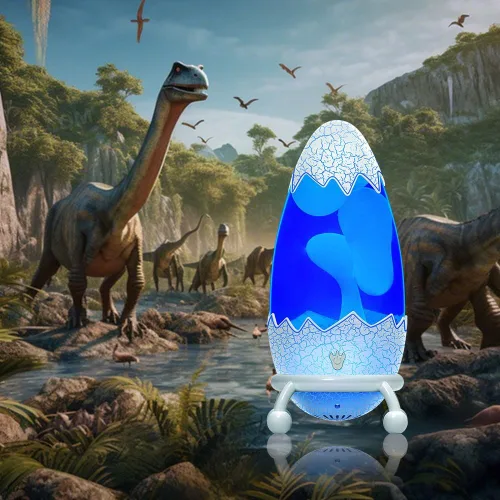 Miniatura 2 de Lámpara de movimiento líquido con diseño de huevo de dinosaurio agrietado, luz nocturna retro para dormitorio, 17 modos de cambio de color, luz