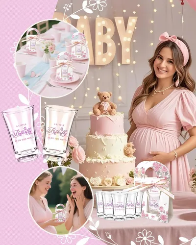 Miniatura 4 de Regalitos para Baby Shower para Invitados - 50 Juegos Temática de Mariposa Baby Shower una Pequeña Mariposa Está en Camino Vasos de Chupito y Cajas