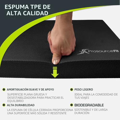 Miniatura 3 de ProsourceFit Almohadilla de equilibrio de ejercicio, alfombrilla de espuma acolchada antideslizante y rodillera para entrenamiento de fitness y Negro