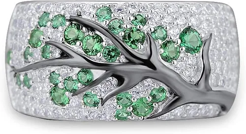 Miniatura 2 de Santuzza Anillo de plata de ley 925 con circonita cúbica y ramas de árbol para mujer