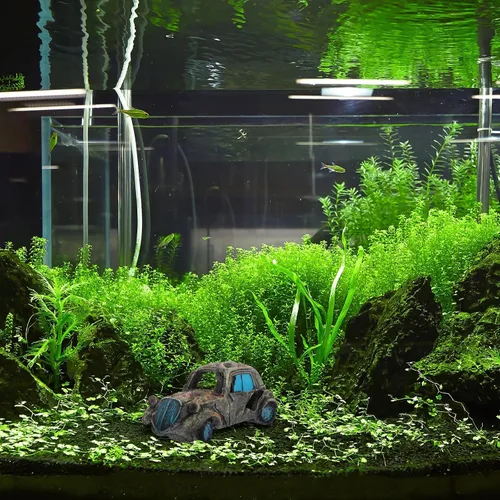 Miniatura 5 de Mipcase Paisajismo Escondite Acuario Paisaje Tanque Peces Camarones Decoración Ornamento Gris Cabaña Cuevas Decoración Escondite Adornos Automóvil