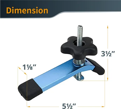 Miniatura 7 de POWERTEC Abrazadera de retención en T 71168V, 5-1/2 pulgadas de largo x 1-1/8 pulgadas de ancho, paquete de 2, abrazaderas de riel en T