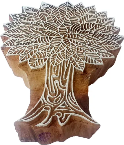 Miniatura 15 de Sello de madera de arcilla Patrón de árbol grande Bloque de impresión grande