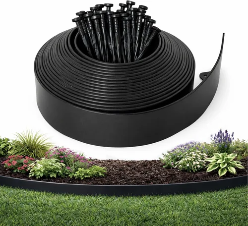 Miniatura 16 de Gardzen Kit de Bordes para Paisajismo de 1.5" x 20', Borde de Jardín y Césped Sin Excavación con 24 Piezas de Estacas, Borde Flexible para Cama
