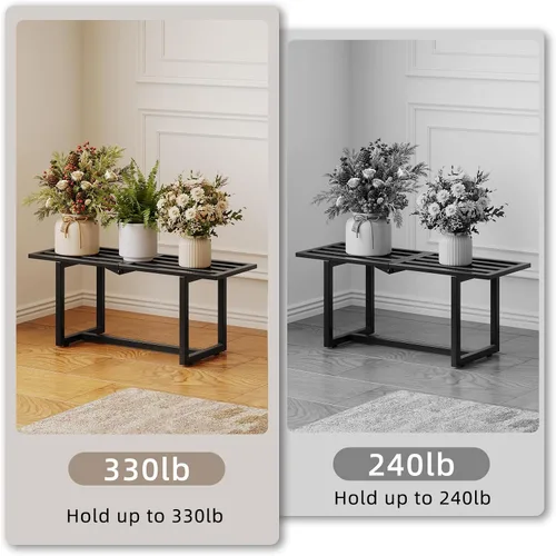 Miniatura 8 de Soporte para plantas para interiores y exteriores, estante plegable de metal para múltiples macetas, banco de listones de mediados de siglo