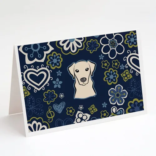 Miniatura 11 de Caroline's Treasures BB5095GCA7P - Tarjetas de felicitación y sobres con diseño de flores azules y sabuesos afganos, paquete de 8 tarjetas en blanco