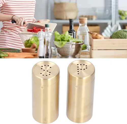 Miniatura 4 de Juego de salero y pimentero, coctelera de especias de acero inoxidable, fácil de limpiar y rellenar, latas de condimento en polvo con tapa, diseño