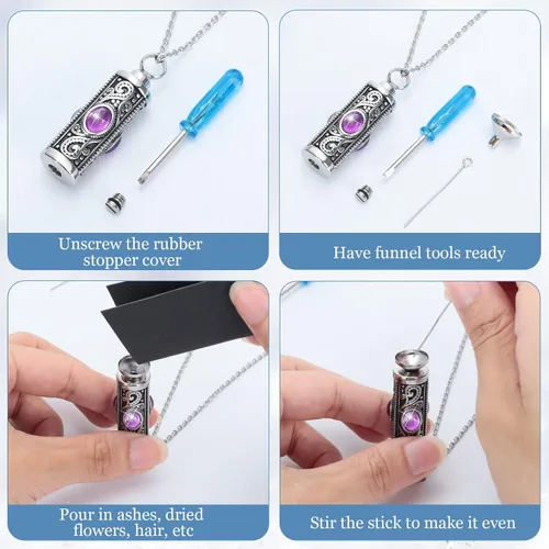 Miniatura 6 de Jadive 3 collares de urna para cenizas, joyería de cremación para cenizas, collar con colgante de urna para mujer, cremación conmemorativa, soporte