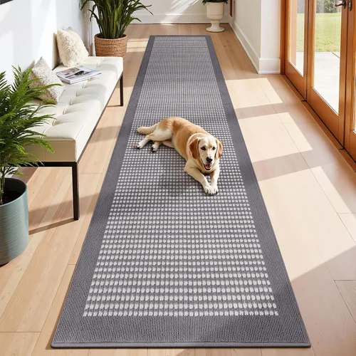 Miniatura 23 de Ileading Alfombra de pasillo de lavandería de 2 x 6 pies, antideslizante, con parte trasera de goma, lavable a máquina, alfombra gris