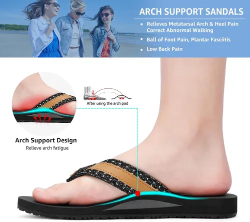 Miniatura 4 de STQ Sandalias ortopédicas para mujer, sandalias de playa ajustables con soporte de arco para aliviar la fascitis plantar