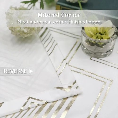 Miniatura 6 de always4u - Cortinas de terciopelo suave con estampado de lámina 84 pulgadas de largo, cortinas de chevron blanco y dorado, tratamiento de lujo