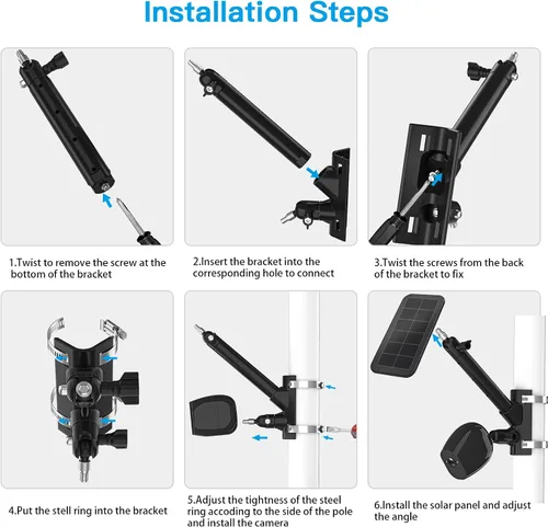 Miniatura 5 de Soporte de montaje de poste 2 en 1 para panel solar Arlo/Arlo Pro 3/Arlo Ultra1&2/Arlo Essential/Arlo Pro 4/eufyCam Accesorios de montaje al aire