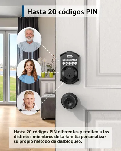 Miniatura 2 de TEEHO TE001 Cerradura de puerta de entrada sin llave con teclado - Cerradura de pestillo inteligente para puerta principal con 2 llaves - Bloqueo
