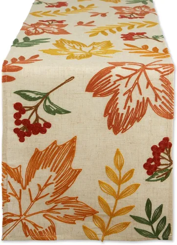 Miniatura 8 de DII Decoración de mesa de otoño bordada para comedor de Acción de Gracias, camino de mesa, 14 x 70 pulgadas, hojas de otoño