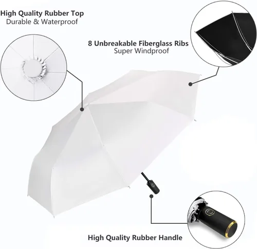 Miniatura 66 de Cuby Paraguas UV compacto plegable paraguas ligero portátil manual paraguas de viaje para resistente a la lluvia y 99% de protección UV con Negro