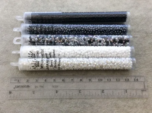 Miniatura 3 de Pewter Miyuki Round Rocailles 8/0 Seed Bead Duracoat galvanizado aproximadamente 0.78 oz tubo