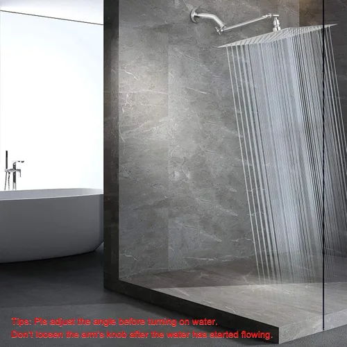 Miniatura 6 de NearMoon Cabezal de ducha de lluvia con brazo de extensión ajustable de 11 pulgadas, cabezal cuadrado grande de acero inoxidable de alto flujo