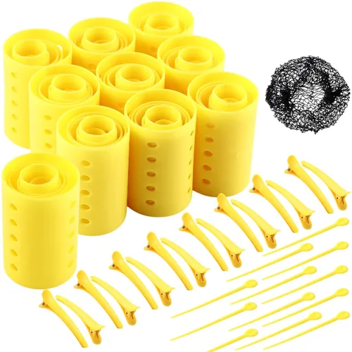 Miniatura 6 de El juego de 141 rodillos para el cabello incluye 60 rodillos de plástico (multicolor, 6 tamaños)