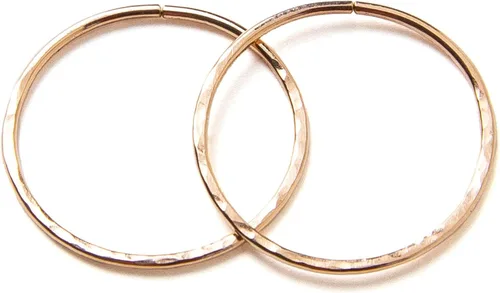 Miniatura 5 de Pequeños aros chapados en oro rosa martillado, mini aretes de aro, aretes de aro Huggie