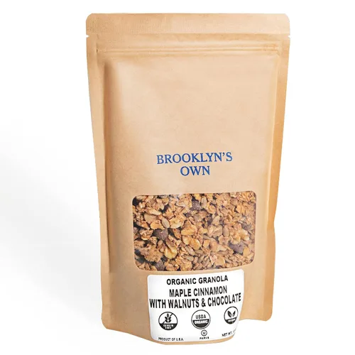 Miniatura 11 de Brooklyn's Own Cereal orgánico de granola de arce y canela para el desayuno, aperitivos saludables sin gluten, paquete ecológico resellable de 12
