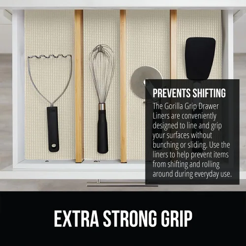 Miniatura 3 de GORILLA GRIP powerGRIP Forro para Cajón, Estante y Gabinete, agarre grueso y fuerte, forros no adhesivos que protegen armarios de cocina y alacena
