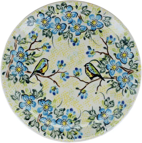 Miniatura 2 de Platos de postre amarillos Alyssa de cerámica polaca de Blue Rose - Diámetro de 7.5" - Hermoso plato para pastel, aperitivos o bocadillos