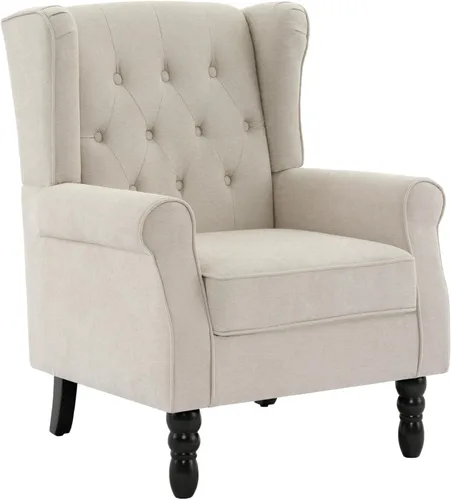 Miniatura 8 de Silla decorativa de respaldo alto, sillón tapizado de tela, silla con respaldo alado para sala de estar, cómodo sofá individual, asiento de lectura