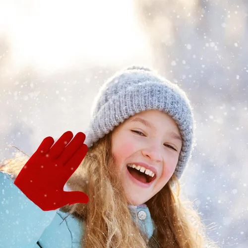 Miniatura 59 de Hicdaw 6 pares de guantes de invierno para niños, guantes de punto elásticos y cálidos para niños o niñas
