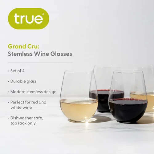 Miniatura 2 de True Juego de copas de vino sin tallo, copas modernas para vinos tintos y blancos, cócteles, bebidas, regalos de boda, inauguración de la casa