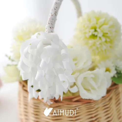 Miniatura 6 de AIMUDI Lazos Blancos de 4" Lazos Blancos Burst Lazos de Cinta Rizada Autoadhesivos para Envolver Regalos Cinta Grosgrain Lazos con Amarre Torcido