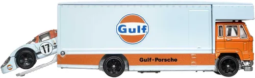 Miniatura 5 de Hot Wheels Folleto de la flota de transporte del equipo con Porsche 917 LH '18