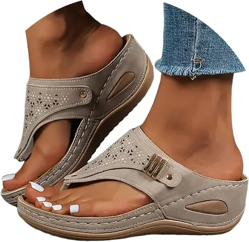 Sandalias ortopédicas para mujer, sandalias de cuña con soporte de arco, sandalias de playa cómodas y elegantes para el verano 2025