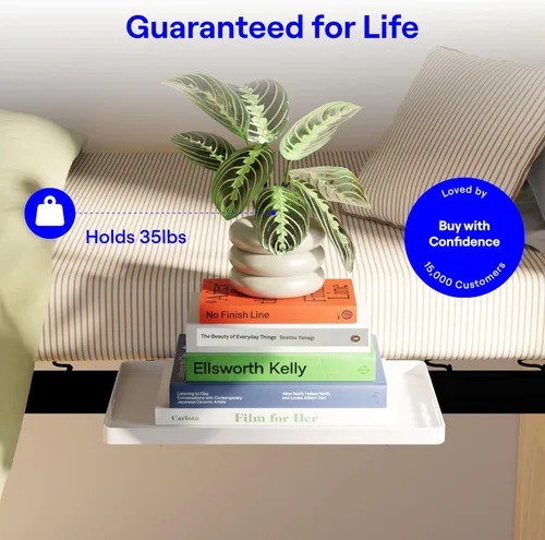 Miniatura 5 de BedShelfie - Estante de cabecera para dormitorio, cama litera y litera superior, elementos esenciales para dormitorio universitario, mesita de Blanco