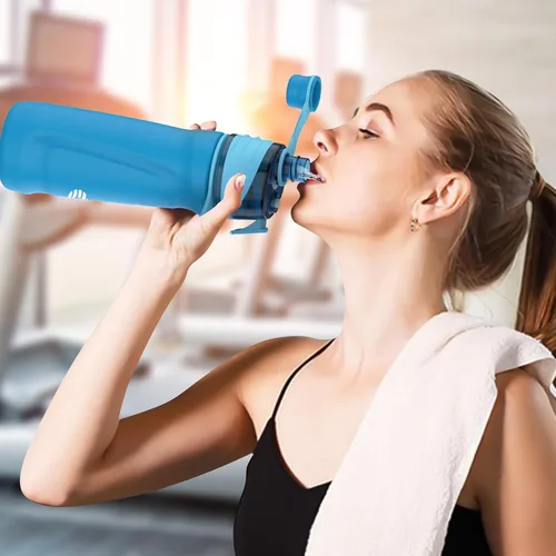 Miniatura 4 de Botella de agua con nebulización, botella de agua aislada de 24 onzas, botellas de agua de acero inoxidable 2 en 1, botella de agua deportiva