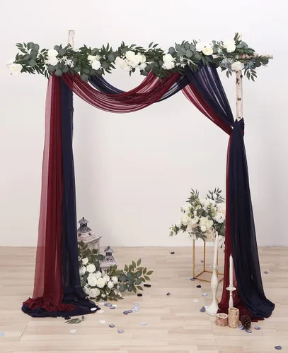 Miniatura 2 de 2 paneles de cortinas de arco de boda de 20 pies sin arrugas, tela drapeada, ligeramente brillante para decoración de ceremonia de boda, recepción