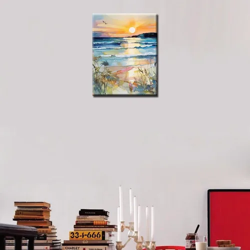 Miniatura 4 de Kit de Pintura por Números Tucocoo con Lienzo de Paisaje Marino de Playa al Atardecer 40x51 cm, Pintura al Óleo DIY para Niños, Estudiantes, Adultos